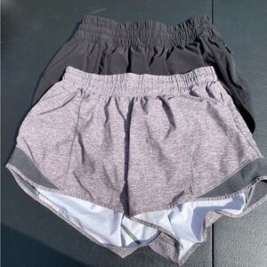 Lululemon Women's Heather Gray and Black Shorts